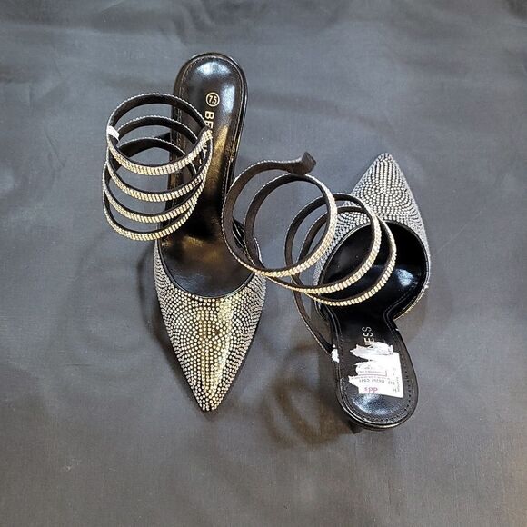 BRAND NEW BERNESS OPEN HEELS WITH STRASS STRAP SANDAL - Picture 5 of 14